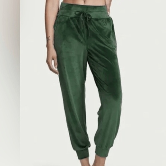 Victoria's Secret Pants Deep Sea Green Velour Jogger Stretchy  Plus Size XXL - Picture 1 of 9